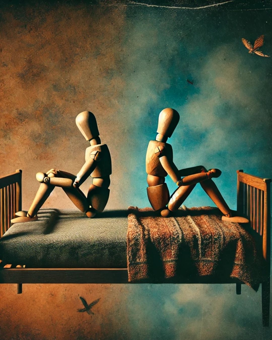 couple figures sitting facing away from each other