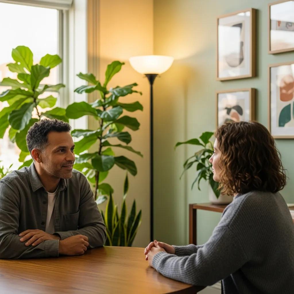 Career counselor providing mental health support during a counseling session