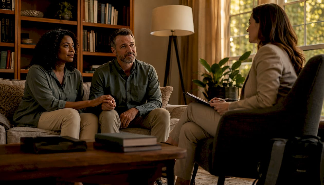 Couple attending therapy session together