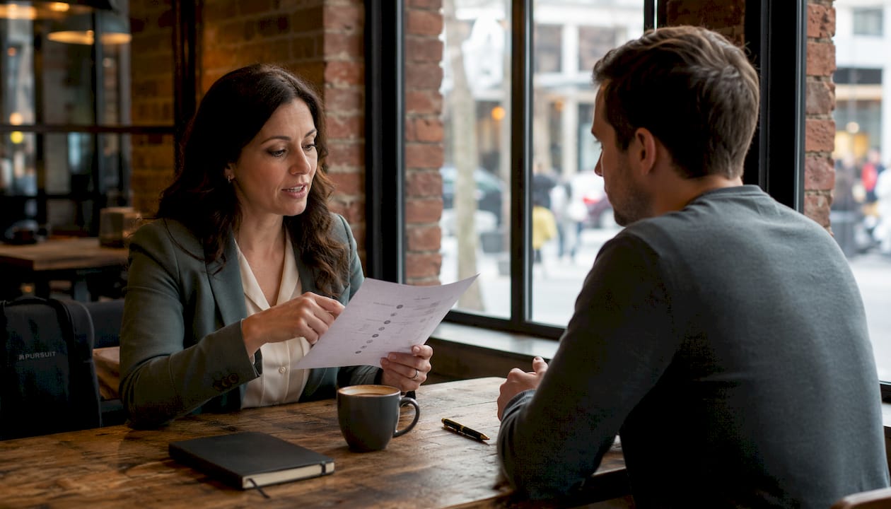 Executive and coach reviewing emotional intelligence results