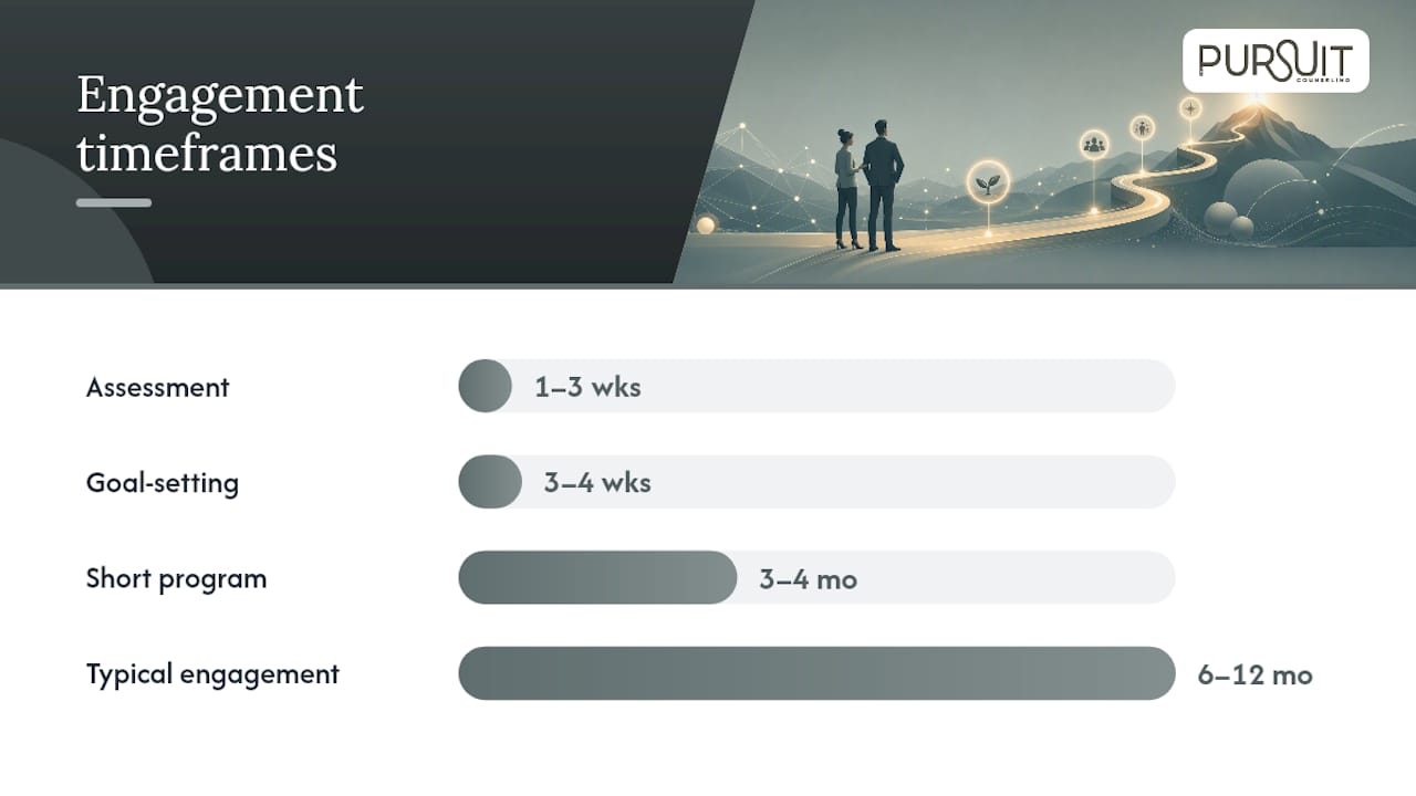 What a coaching engagement actually looks like — overview diagram