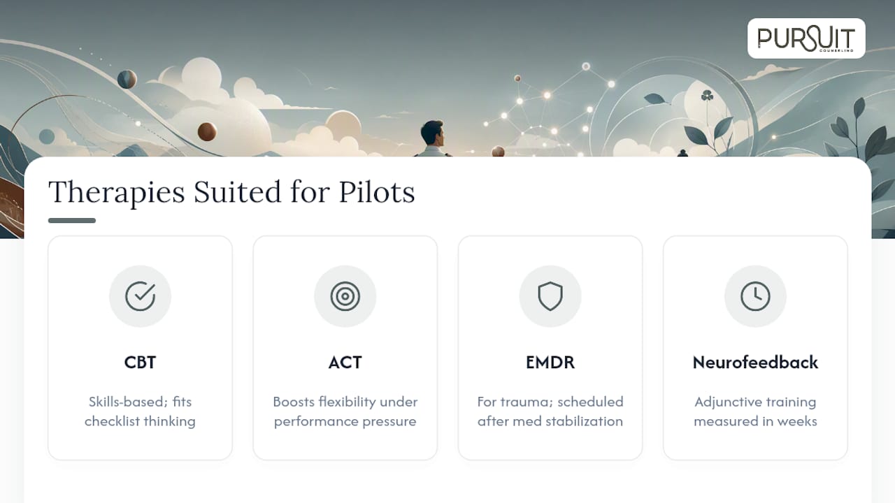 Comparison of four therapy options for pilots