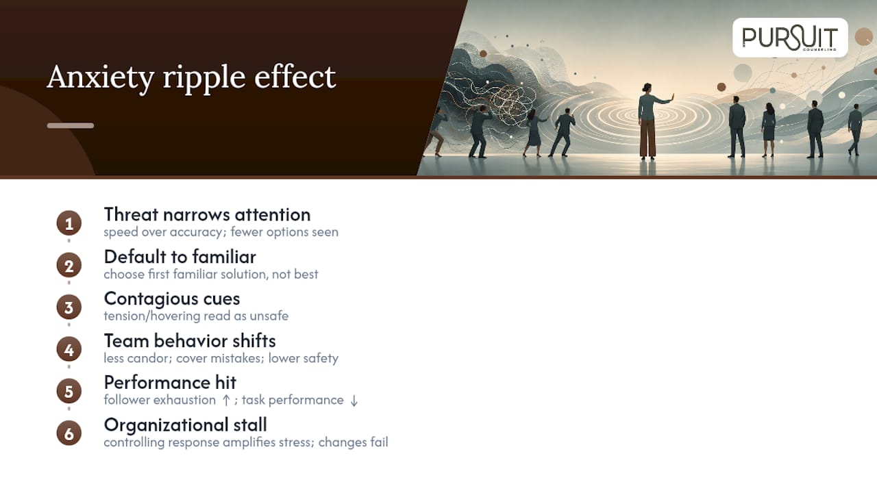 Why Leadership Anxiety Costs More Than It Seems — overview diagram