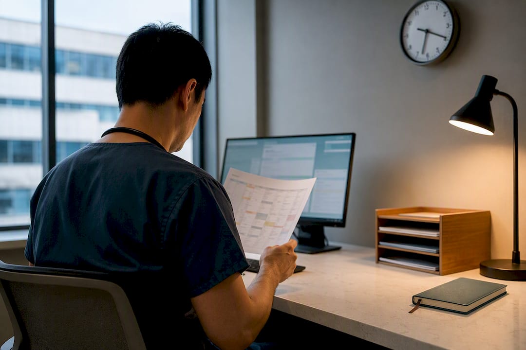 Clinician reviewing hospital work systems