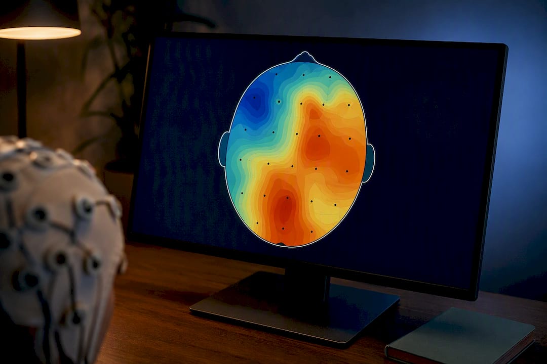 Color-coded qEEG topographic brain map