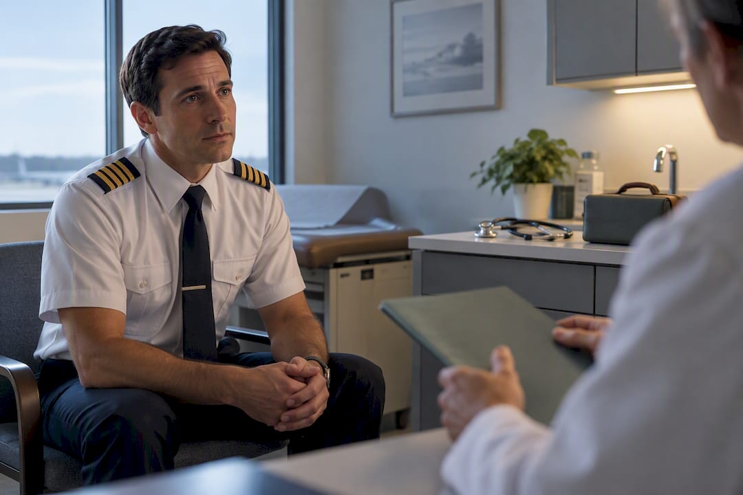 Pilot during confidential aviation medical evaluation