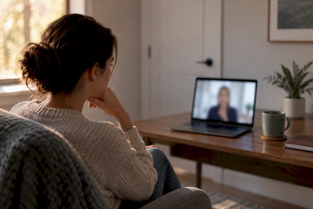Client attending online EMDR therapy session