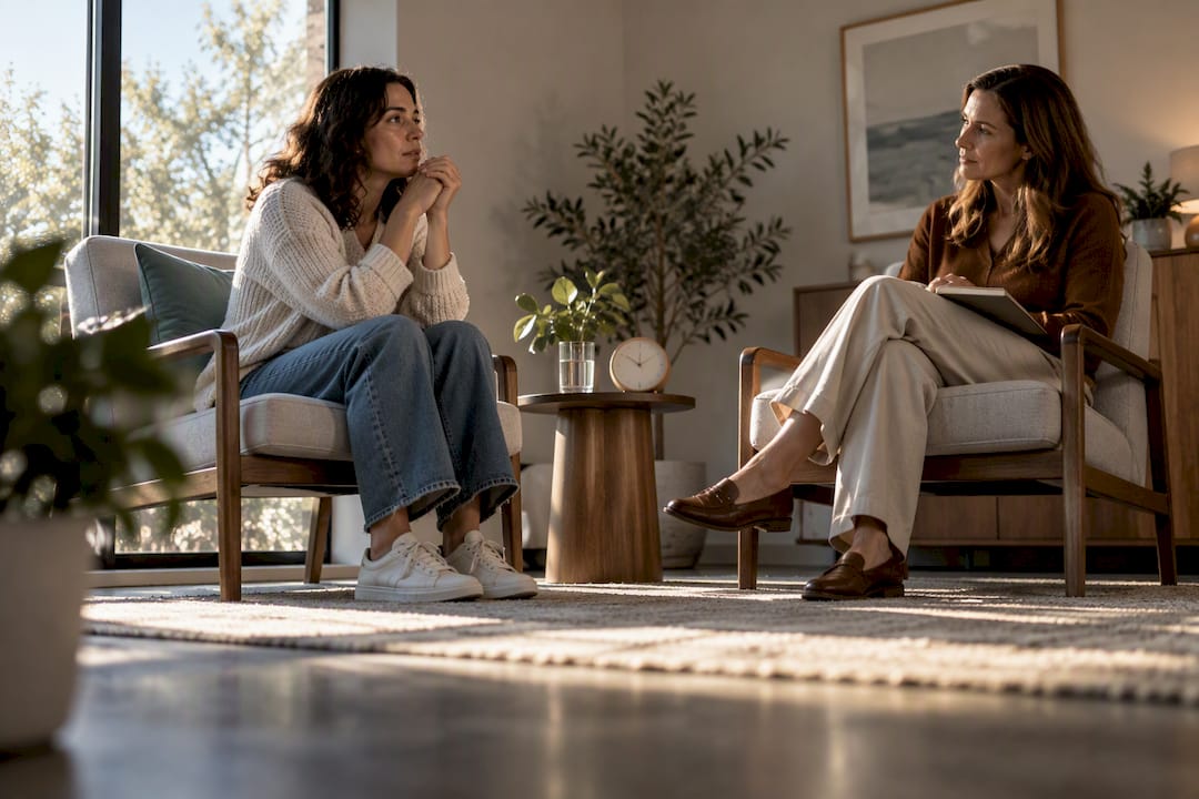 Adult client in extended therapy session