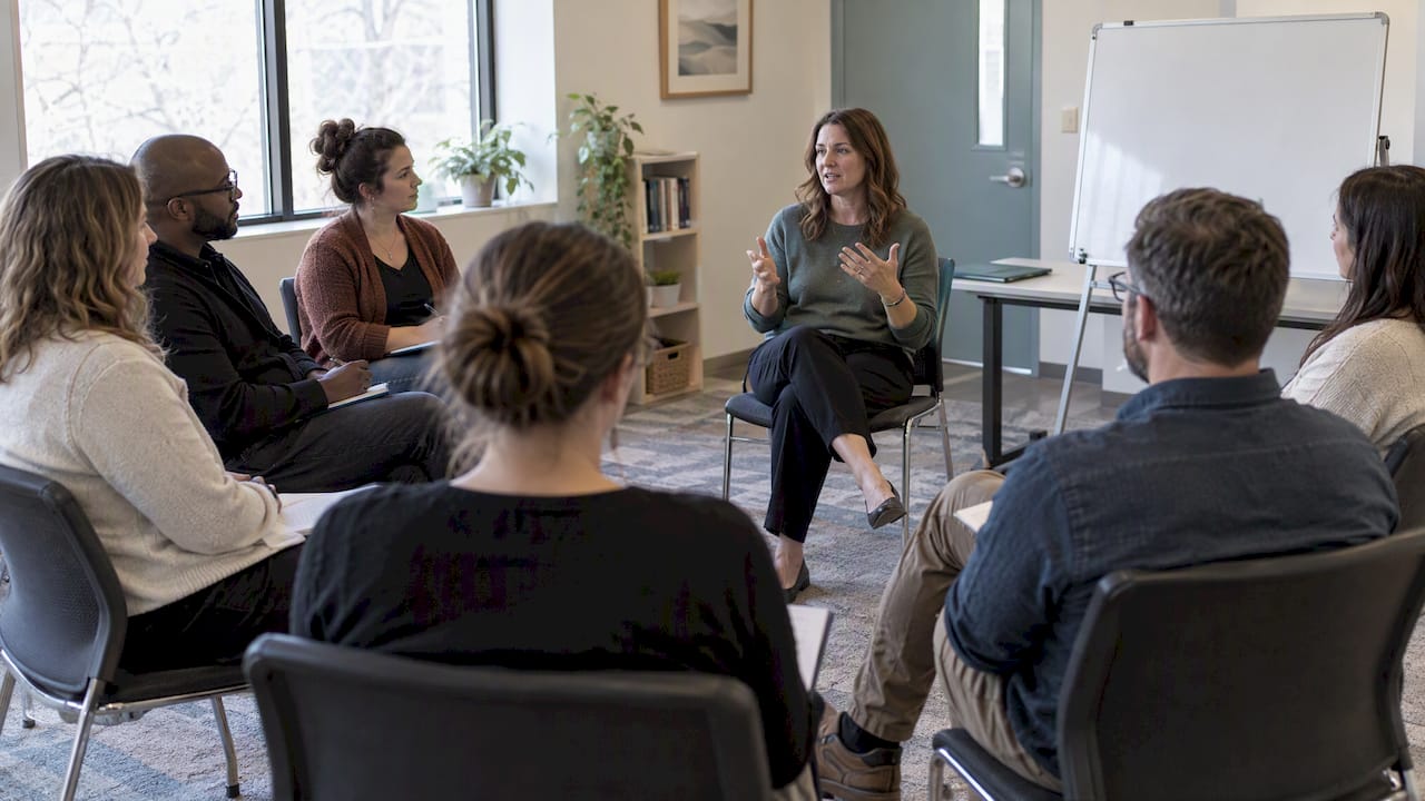 Clinician leading a DBT team workshop